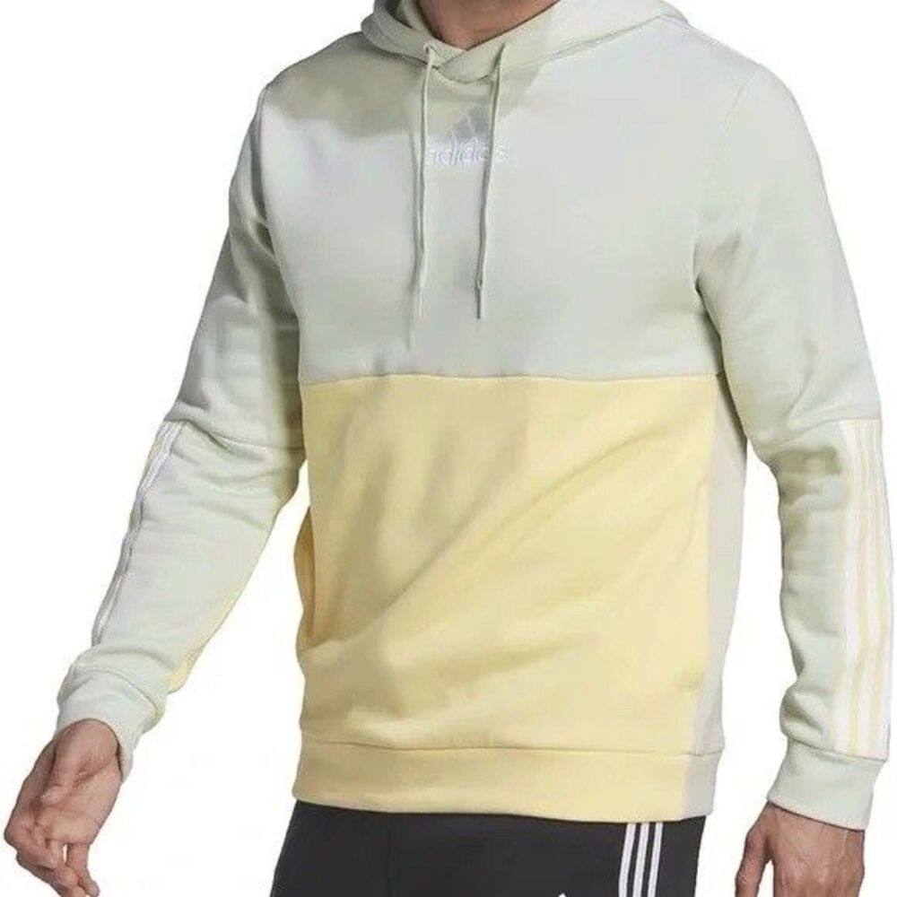 Adidas Hoodie Mens XL Long Sleeve Pullover Inner Color Block Green Yellow Pastel